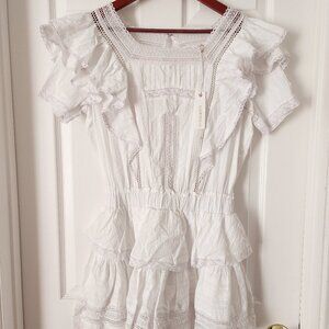 NWT Olivaceous White Eyelet Mini Dress - Size S, Romantic, Bohemian, Cottagecore